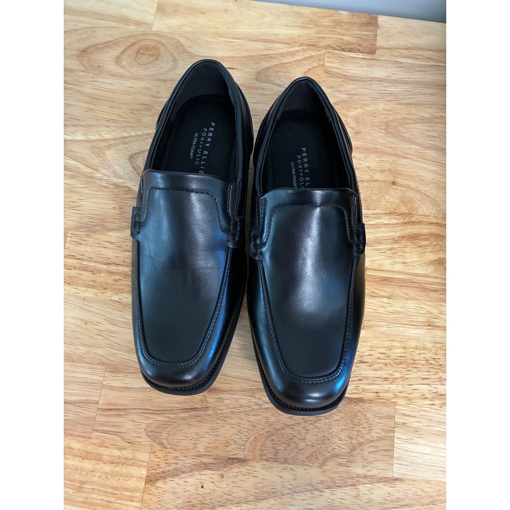 Perry Ellis Portfolio Sammy‎ Slip On Dress Shoes Kids Black Square Toe Size 1 - Picture 10 of 11
